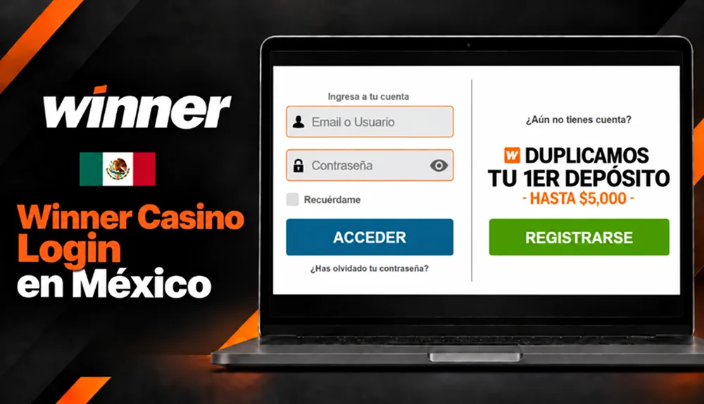 Pantalla para iniciar sesión en Winner Casino con usuario y contraseña