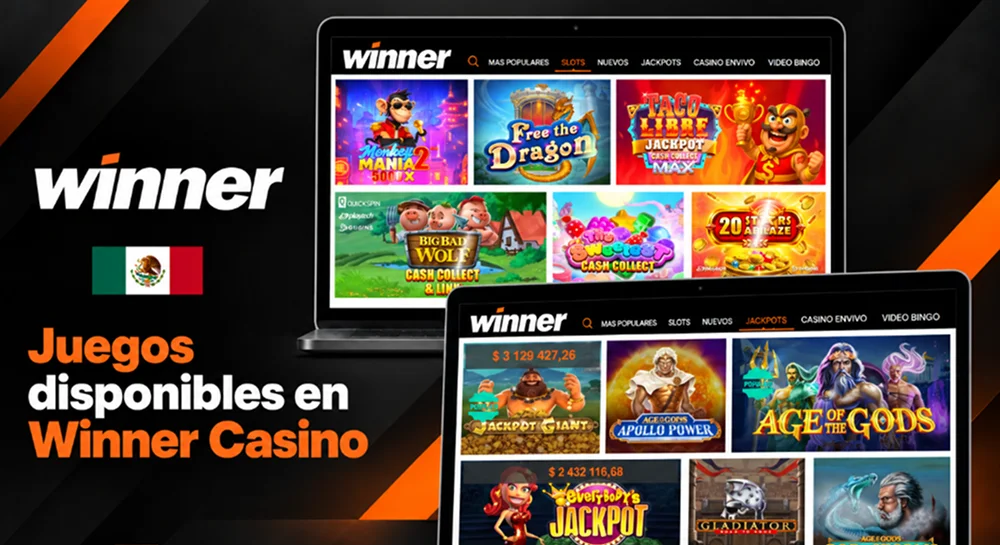 Catálogo de juegos y jackpots disponibles en Winner Casino online